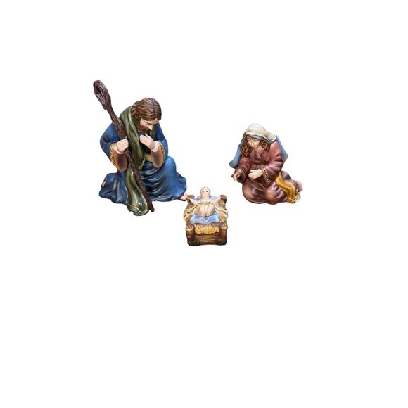 THOMAS KINKADE HAWTHORNE VILLAGE NATIVITY BABY JESUS, MOTHER MARY, JOSEPH - Picture 1 of 9